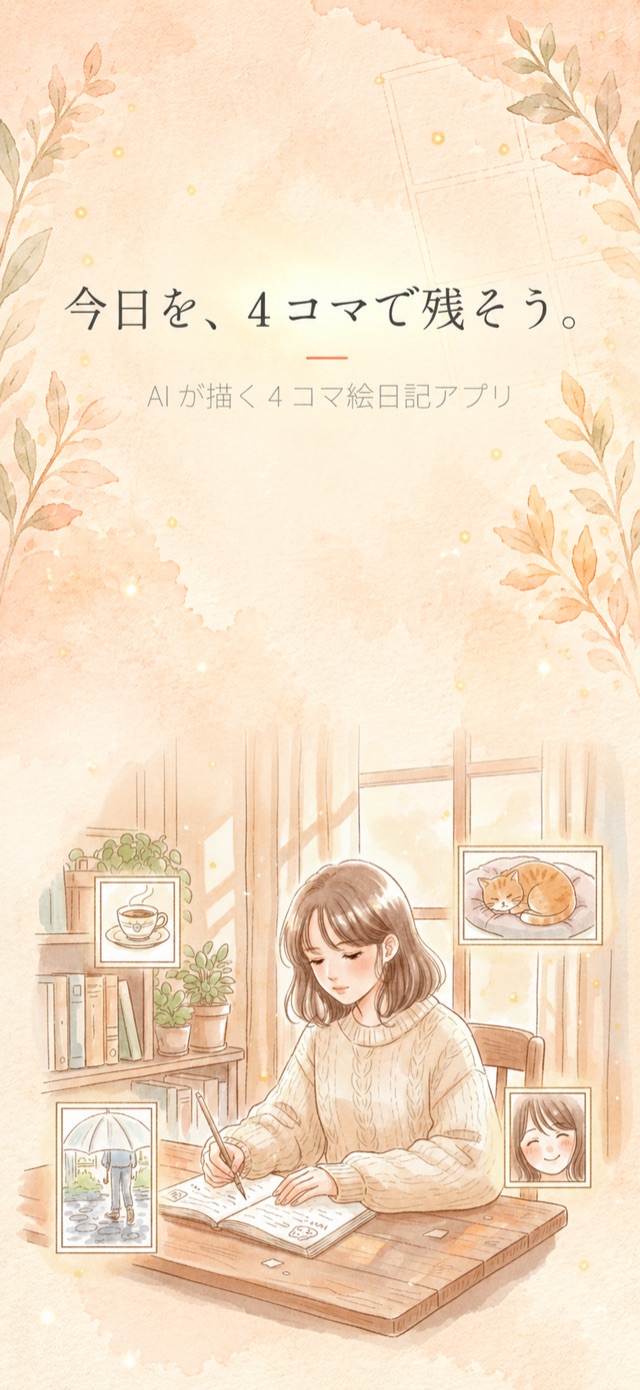 今日を、4コマで残そう。AIが描く4コマ絵日記アプリ